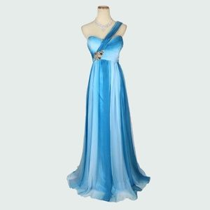 New Tony Bowls Turquoise Ruched One Shoulder Bead